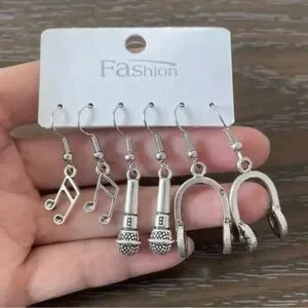 Set Earrings Music Guitar Microphone Drop Dangle Earrings DJ Music Lover